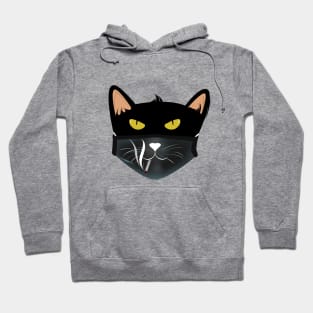 Black cat face wear black cat smokes face mask Hoodie